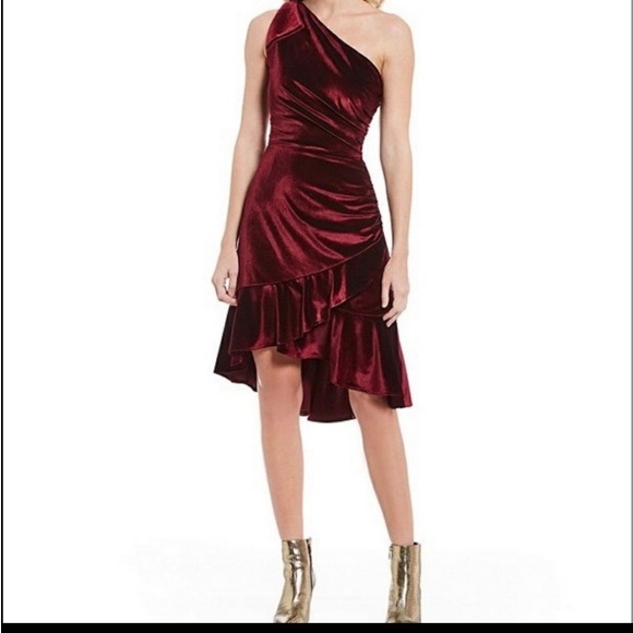 Chelsea & Violet Burgundy Stretch Velvet Woman's Dress - Picture 1 of 5